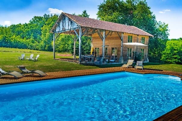 Pool with countryside views